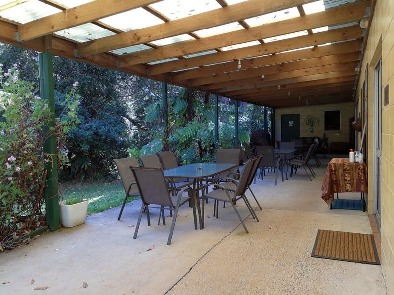 Veranda overlooking the rainforest at Springbrook